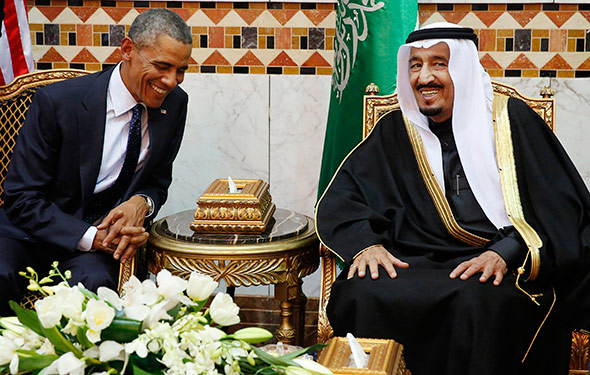 U.S. President Barack Obama meets with Saudi Arabia's King Salma