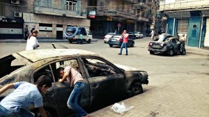 Aleppo burned car