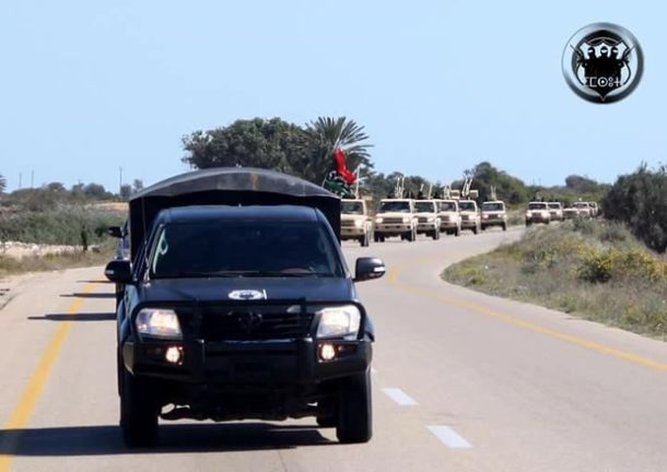 Convoy of the Counter Crime Unit cars in Zuwarah (provided)
