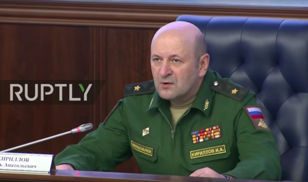 Chief of the Radiation, Chemical and Biological Defense Forces of the Russian Ministry of Defence Igor Kirillov (Ruptly)
