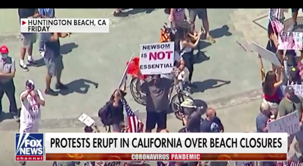 Fox News screen grab of Huntington Beach protests