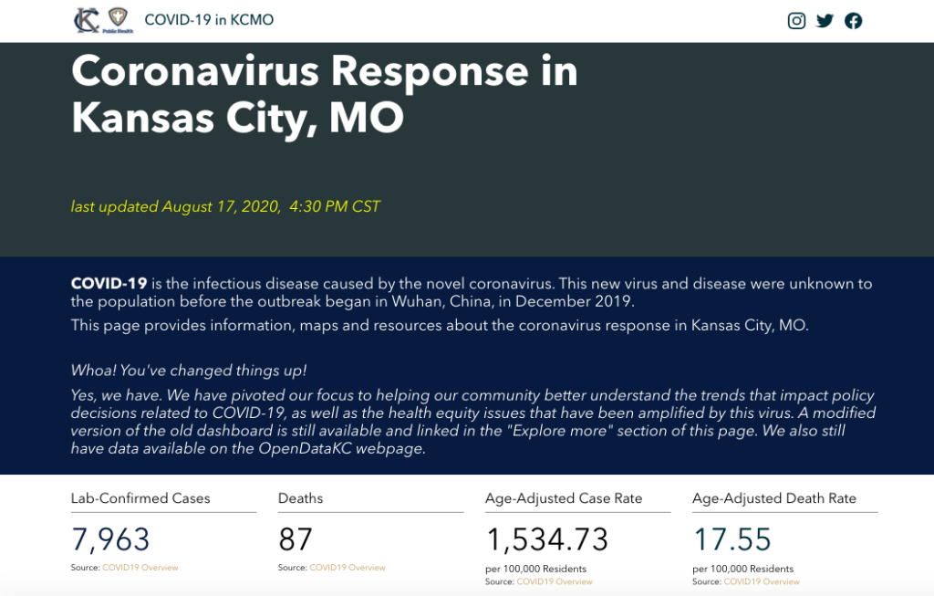 The new Coronavirus in Kansas City dashboard