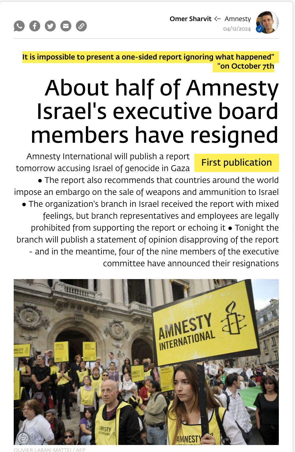 Amnesty International Pulls its Israeli Branch - 21st Century Wire